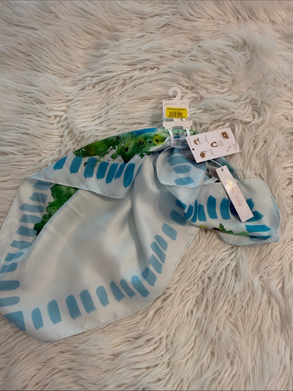 Gemma Layne 100% silk Light Blue Printed Scarf brand new see all photos